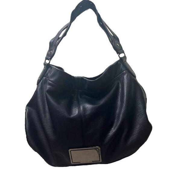 NWOT Lg Ted Baker Blk Leather Hobo w/Braided Interlaced Shoulder Strap w/5" Drop - Picture 1 of 12